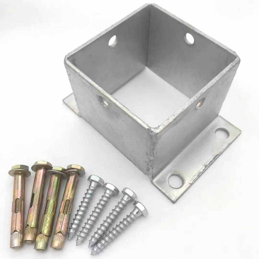 不锈钢防a腐木柱子底座立柱脚套方管固定铁镀锌立柱底座套筒脚套w