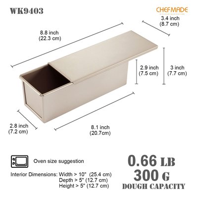 学厨 300g 节能波纹平纹吐司盒滑盖土司面包模具家用烘焙模具