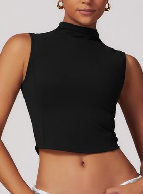 泽创欧美磨毛瑜伽背心女紧身收腰跑步健身上衣休闲运动瑜伽服8661