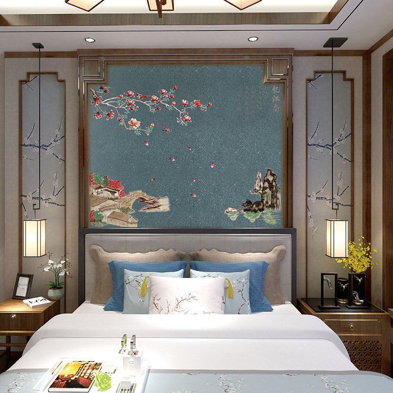 定制高档独绣壁画刺绣无缝墙布壁布忆江南花鸟山水玄关电视背景墙,家装主材,无缝墙布/无缝壁布,淘宝优惠券,粉丝福利购,淘宝优惠卷
