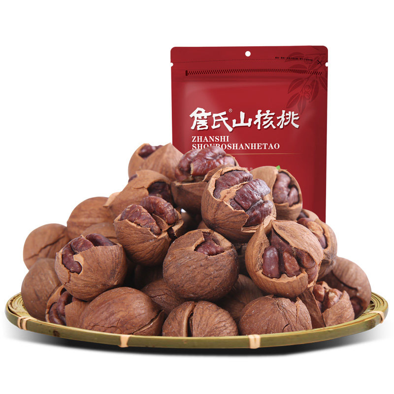 26年新货-詹氏手剥山核桃405g好剥袋装奶油椒盐炭烤咸香味小核桃