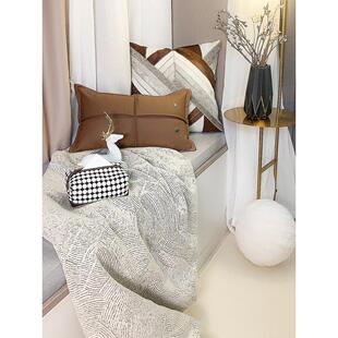 贡乐织物斯堪的纳维亚简约风格小睡空调毯毛毯床上毛巾带毛毯新线