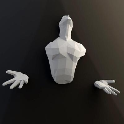 肖生克救赎 玄关客厅立体墙壁装饰大型纸艺模型半身等比人物壁挂