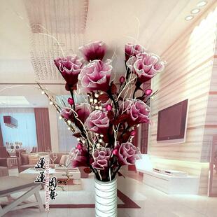 叶脉干花客厅落地假花牡丹仿真干枝插花花艺套装居家新房婚庆装饰