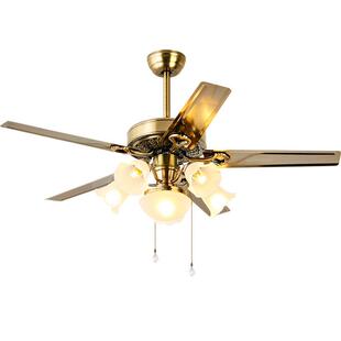 欧式风扇灯吊扇灯 餐厅客厅家用铁叶带灯吊扇中式覆古电风扇吊灯