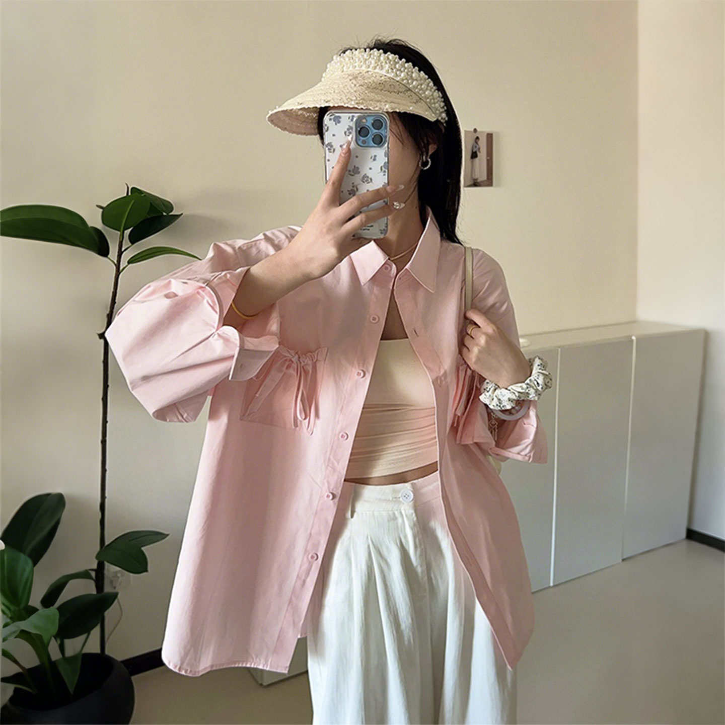 300斤大码女装蝴蝶结系带衬衫