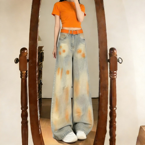 300斤大码女装显瘦阔腿牛仔裤