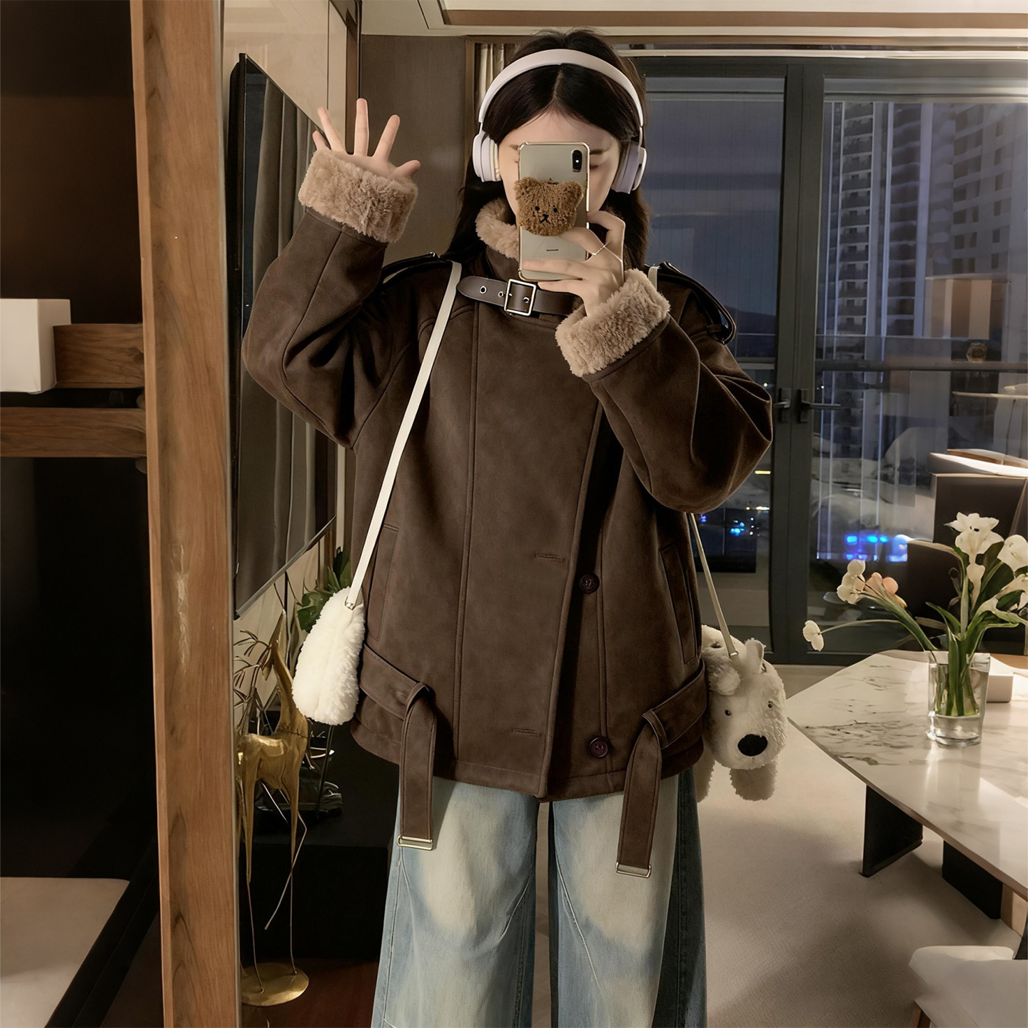 300斤胖mm大码加绒加厚皮毛一体