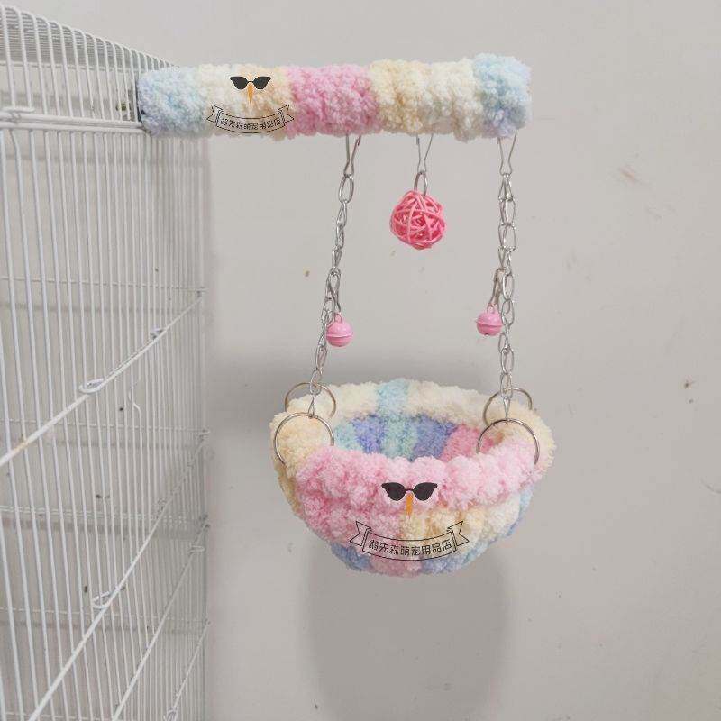 鹦鹉保暖鸟窝虎皮加厚毛绒窝保温牡丹玄凤过冬神器小鸟站杆吊床