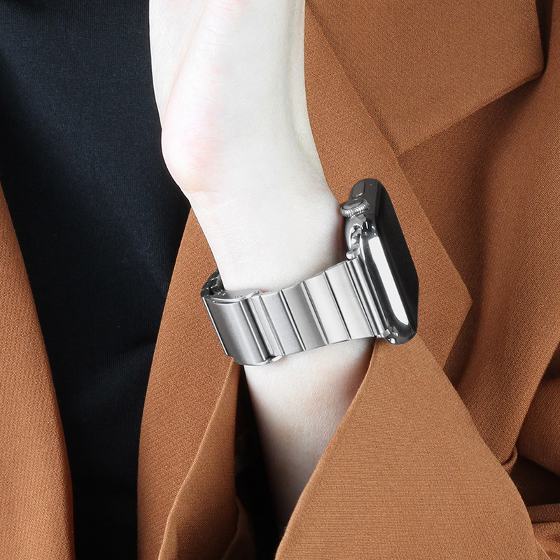 适用apple手表表带8金属不锈钢苹果iWatch976se54银商务高级男女