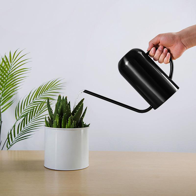 1.5升洒水壶长嘴金属喷壶大容量淋花壶浇花水壶不锈钢浇花器黑色