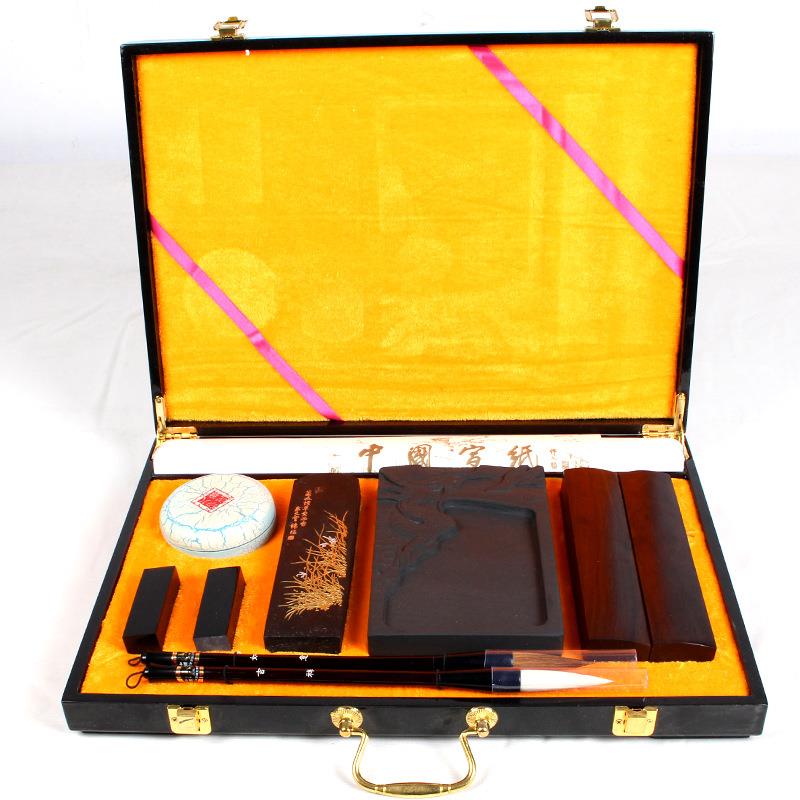 高档书画书法用品文房四宝精品礼盒套装毛笔砚台徽墨宣纸印章