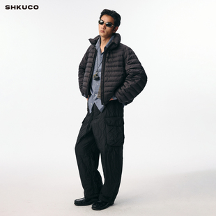 SHKUCO 经典简约 花苞领梨子型抽绳排骨羽绒服夹克外套