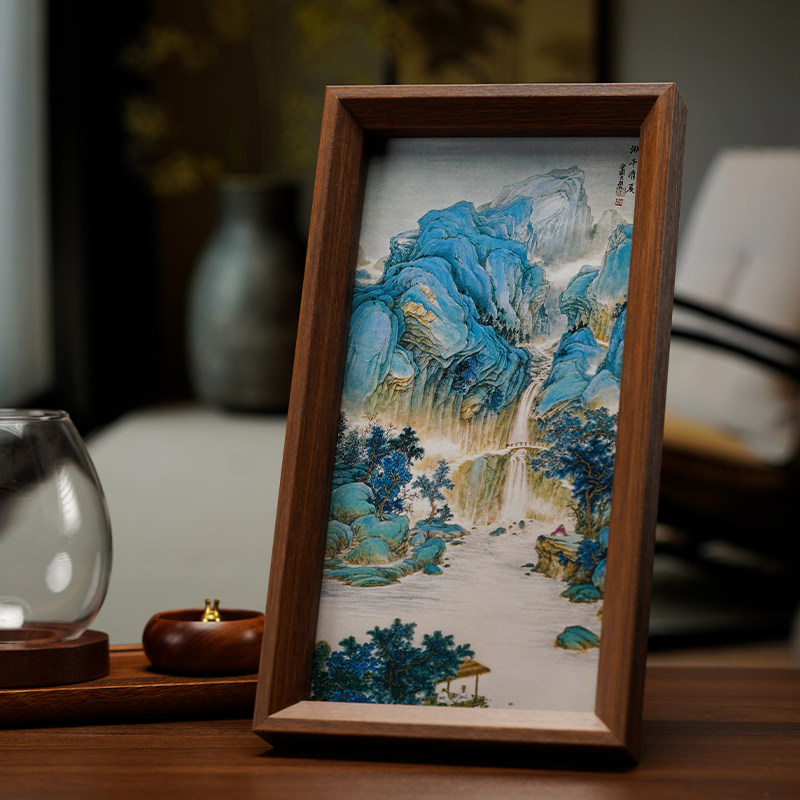 山水画 画摆件新中式相框画 画桌面风景画 画小尺寸挂画 画国画