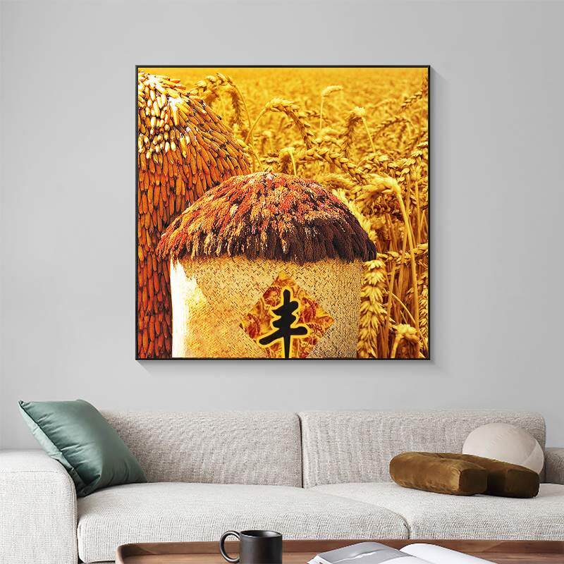 麦子丰收轻奢客厅装饰画餐厅挂画厨房壁画沙发背景墙饭厅 粮仓画