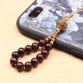 极速天然石c榴石手机挂件手腕挂绳短款 手机链挂饰指环水晶挂链复