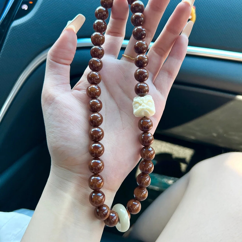 极速招财紫金鼠手串光珠菩提子雕刻醒狮手持念珠男佛W珠文玩盘玩