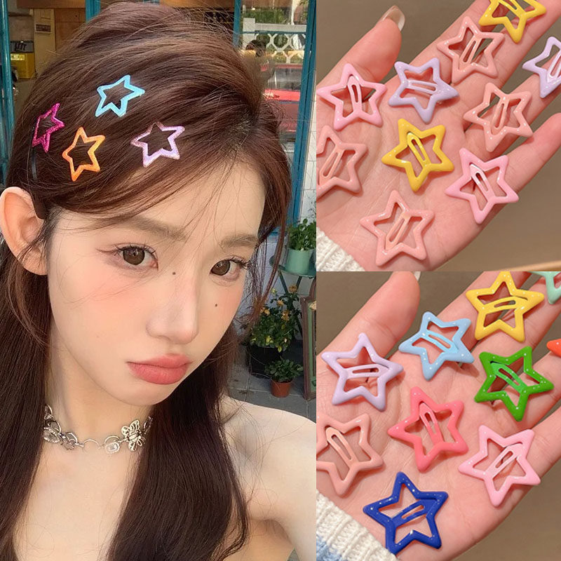 极速10pcs Colojrful Star BB Hair Clips Y2K Women Grils Cute