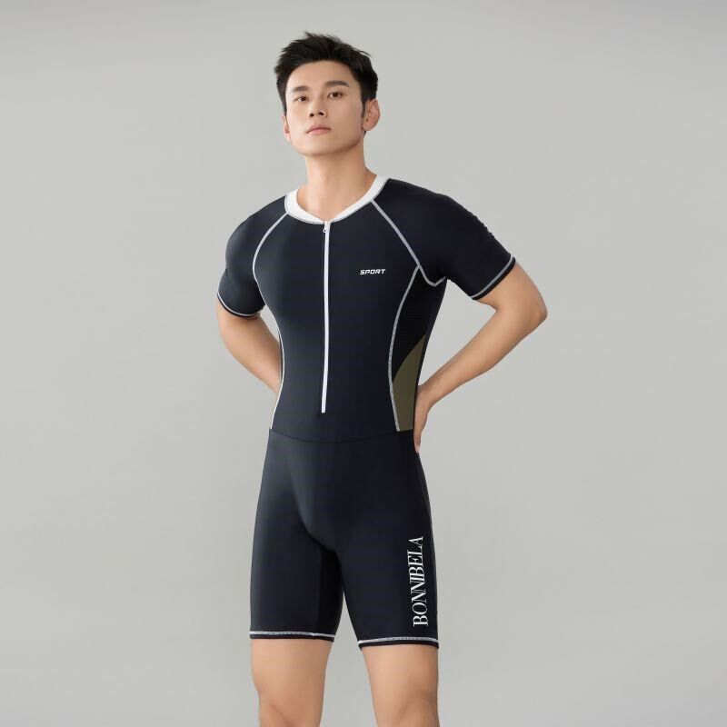 极速大码泳衣男连体短袖五t分裤200斤速干冲浪学生游泳馆专用训练