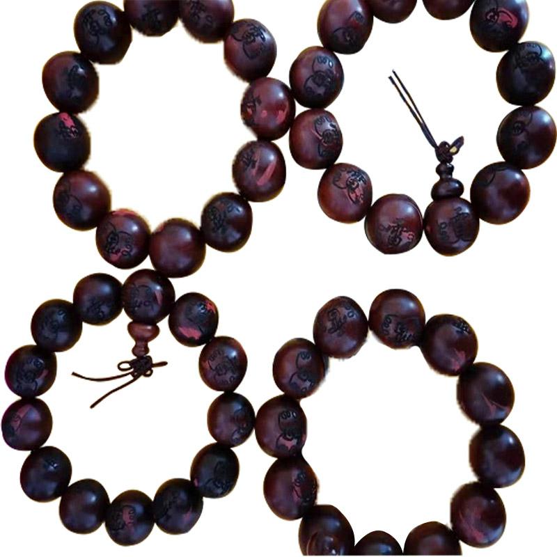 纯手工雕刻十字l天经九字真言手串道珠雷字雷击枣木手串