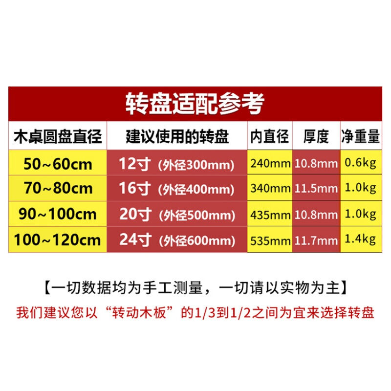 极速圆桌转盘底座木质餐桌轴x承木桌大理石玻璃转盘承重旋转轨道