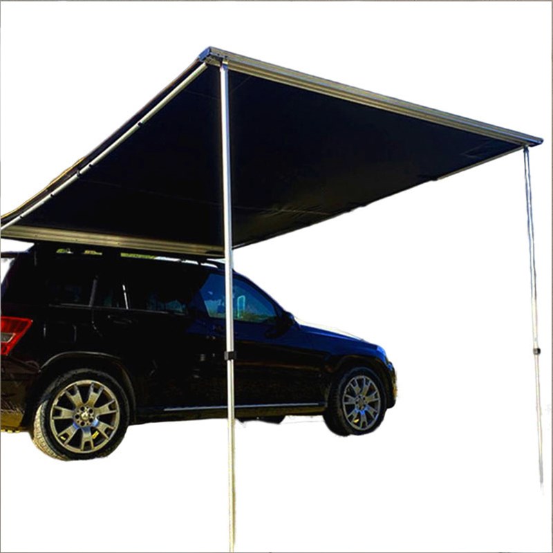 极速新品帐篷户外加厚防雨多人可携式车边侧帐折叠T黑胶2*2米自驾