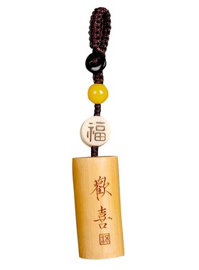 实心玉竹钥匙扣竹雕手把件精品老竹料手把玩手机链吊X坠饰品小挂
