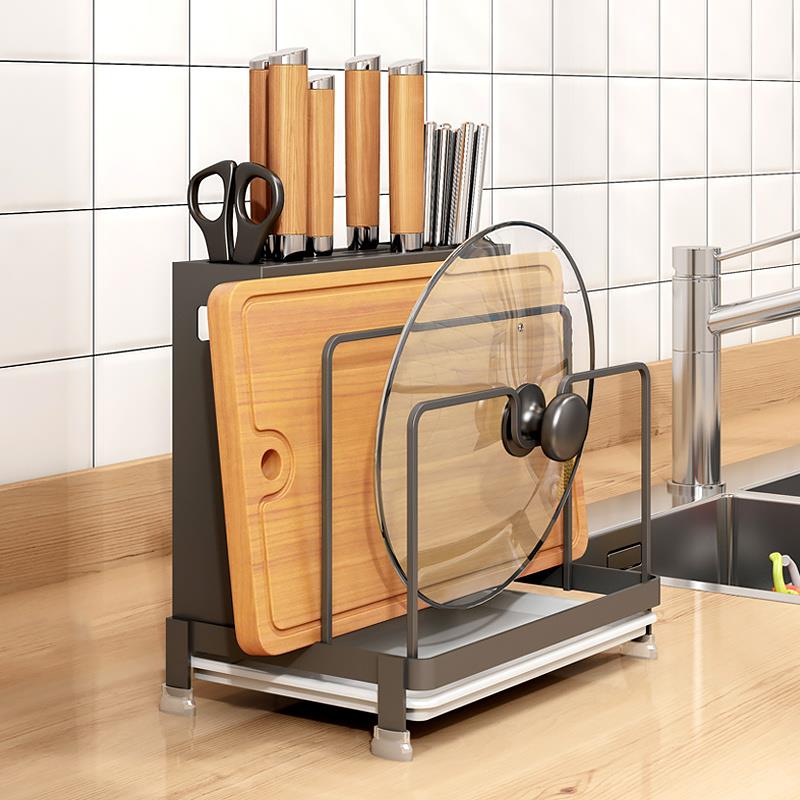 极速菜刀架厨房用品置p物架台面多功能锅盖架壁挂式刀座筷子笼一