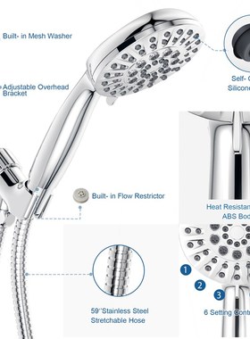 极速Shower Head 6 Modes Function Adjustabl OWater Handheld S