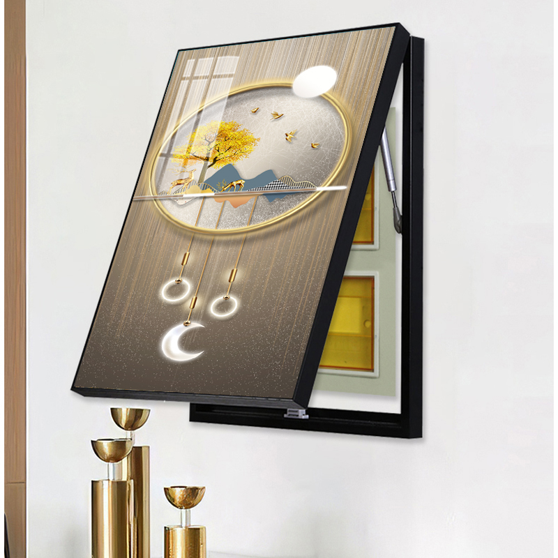 极速新品新品晶瓷画e装饰画电表w箱遮挡挂画N免打孔竖版电箱盒子