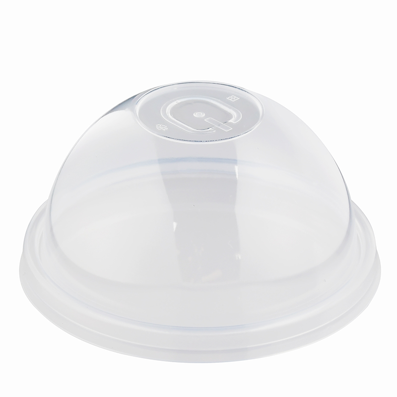 极速一次性90c口径注塑球盖加厚奶茶杯盖防漏盖PP黑色.半圆盖拱盖