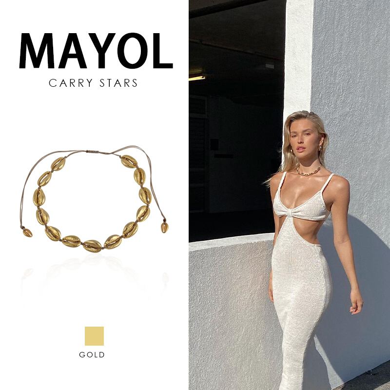 mayol jewelry金色贝壳项链配饰女衣服百搭欧美颈链高级感不掉色