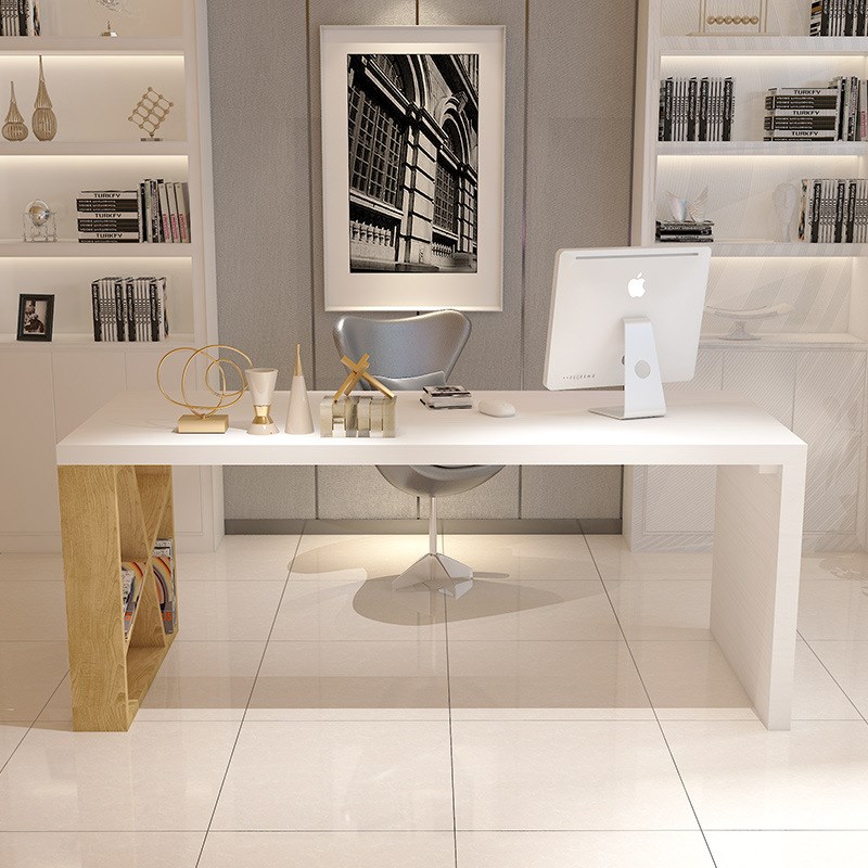 北欧简约白色办公桌家用台式电脑桌创意单人写字台老板长条工作台