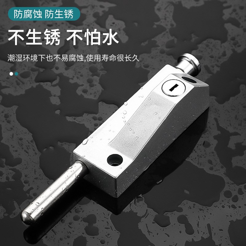 旋转门锁有框门地锁木门插销锁弹簧插销家用安全明装锁锌合金插销