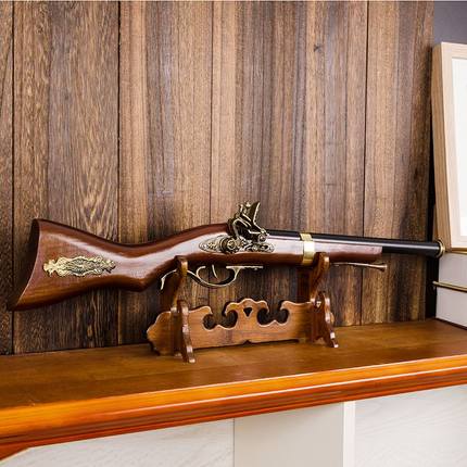 燧发枪荒野大嫖客枪模办公室书房桌面博古架装饰品摆件实木工艺品
