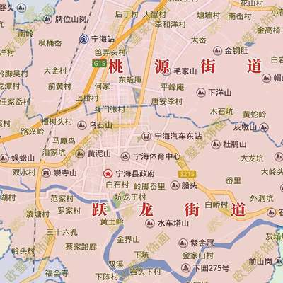 宁波市宁海县地图挂图行政交通地形带框城区有框办公室2023装饰画