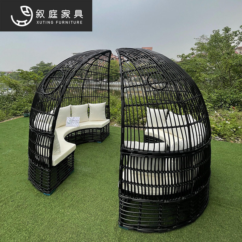 户外藤编沙发圆形躺床椅子休闲露天别墅阳台花园创意网红藤椅家具