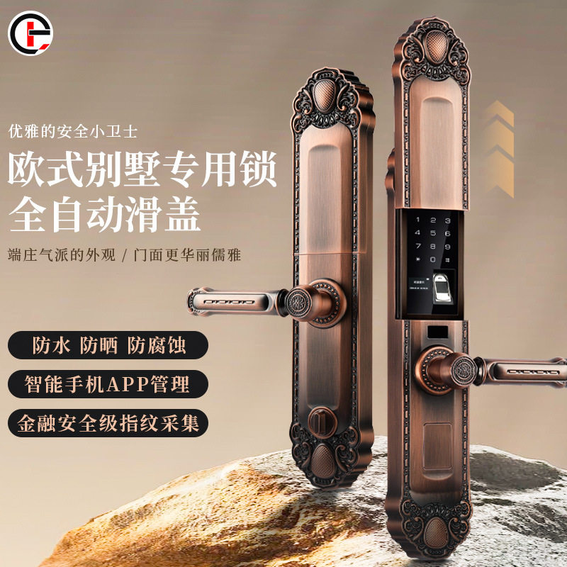 冠翔欧式防盗门别墅智能指纹锁入户大门防水密码锁电子门锁