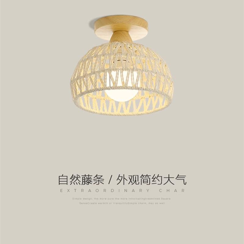北欧藤条过道吸顶灯现代简约餐厅酒店装饰防闪节能led走廊阳台灯