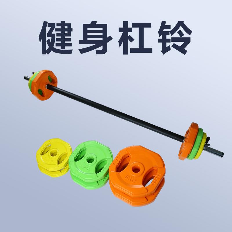 健身铸铁杠铃套装家用举重跳操深蹲杠铃片杠铃杆10203040公斤哑铃