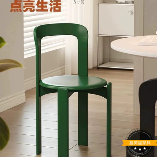北欧实木rey餐椅设计师复古客厅家用靠背椅中古彩色简约书桌椅子