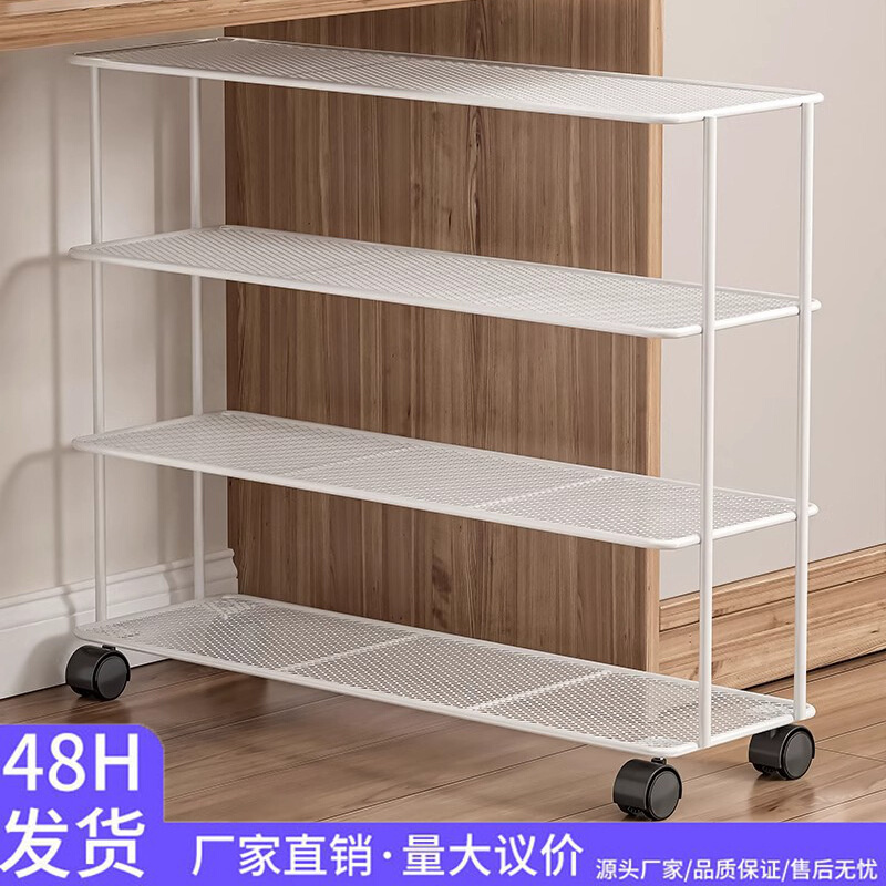 书架可移动置物架家用卧室桌下阅读收纳柜多层桌旁带轮整理小推车
