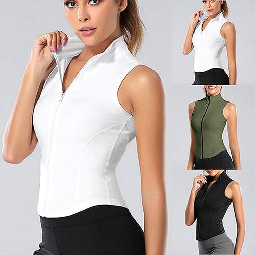 Sport-tight zip-up sleeveless vest      运动紧身拉链无袖背心