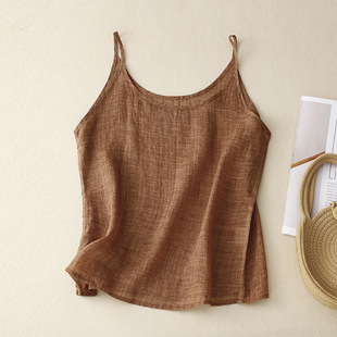 纯色休闲圆领上衣女Solid color casual round neck camisole top