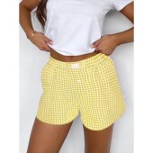 loose waisted wide leg shorts 高腰宽松格子短裤 checkered High