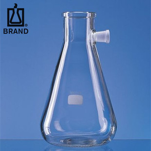 BRAND/普兰德抽滤瓶带有水平插口Boro 3.3玻璃材质