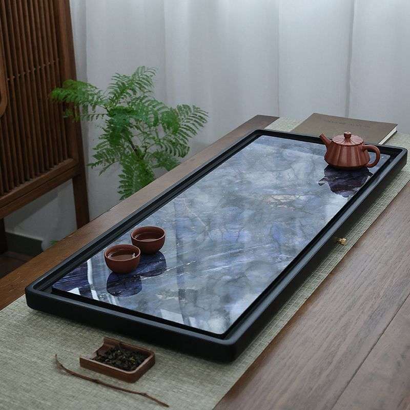 天然乌金石头茶盘新款家用现代简约办公茶具岩板奢石茶台茶海托盘