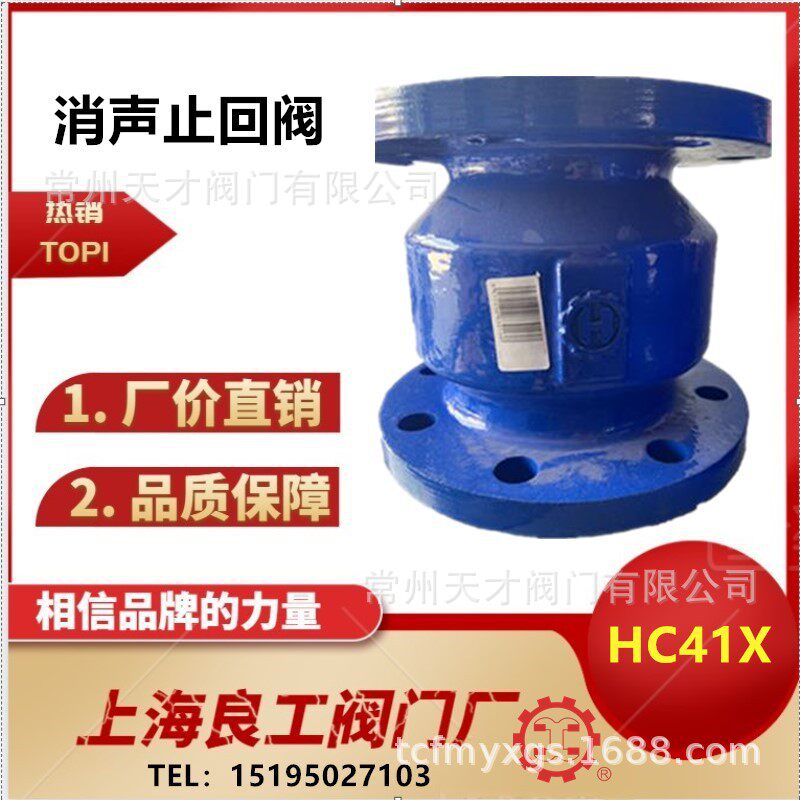 上海良工 法兰消声止回阀 HC41X-16Q泵房用止回阀球墨铸铁逆止阀