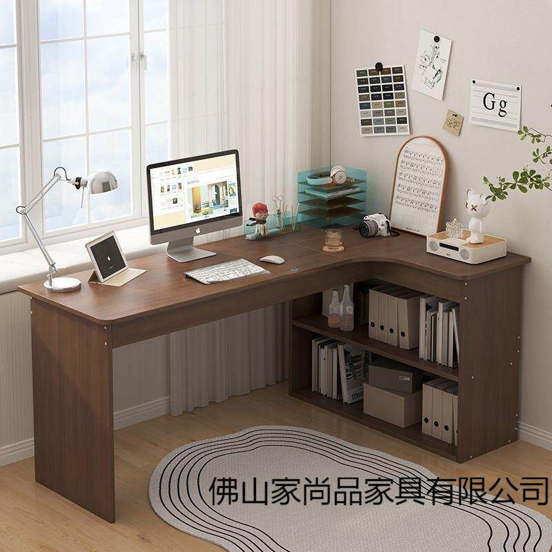 书桌书架一体桌书柜组合拐角实木转角学生学习桌写字桌l型电脑桌