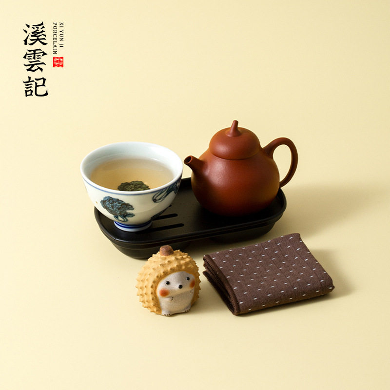 紫砂壶工位茶具一人饮泡茶小套装一壶一杯办公室喝茶专用带茶盘